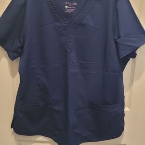 Navy V-Neck Scrub Top, Pans, and Jacket